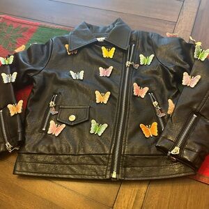 Lola + The Boys Black Jacket with Colorful Butterflies Toddler